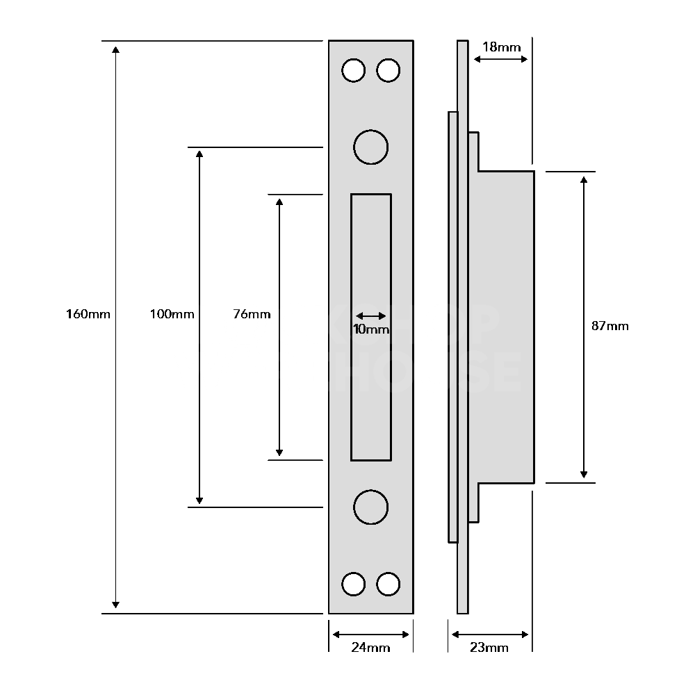 Dimensions Image: Avocet Affinity Composite Double Hook Locking Point Keep - DKCDDHKBT-A