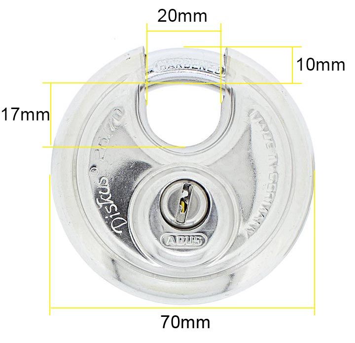 Dimensions Image: ABUS 26/70 Diskus Padlock