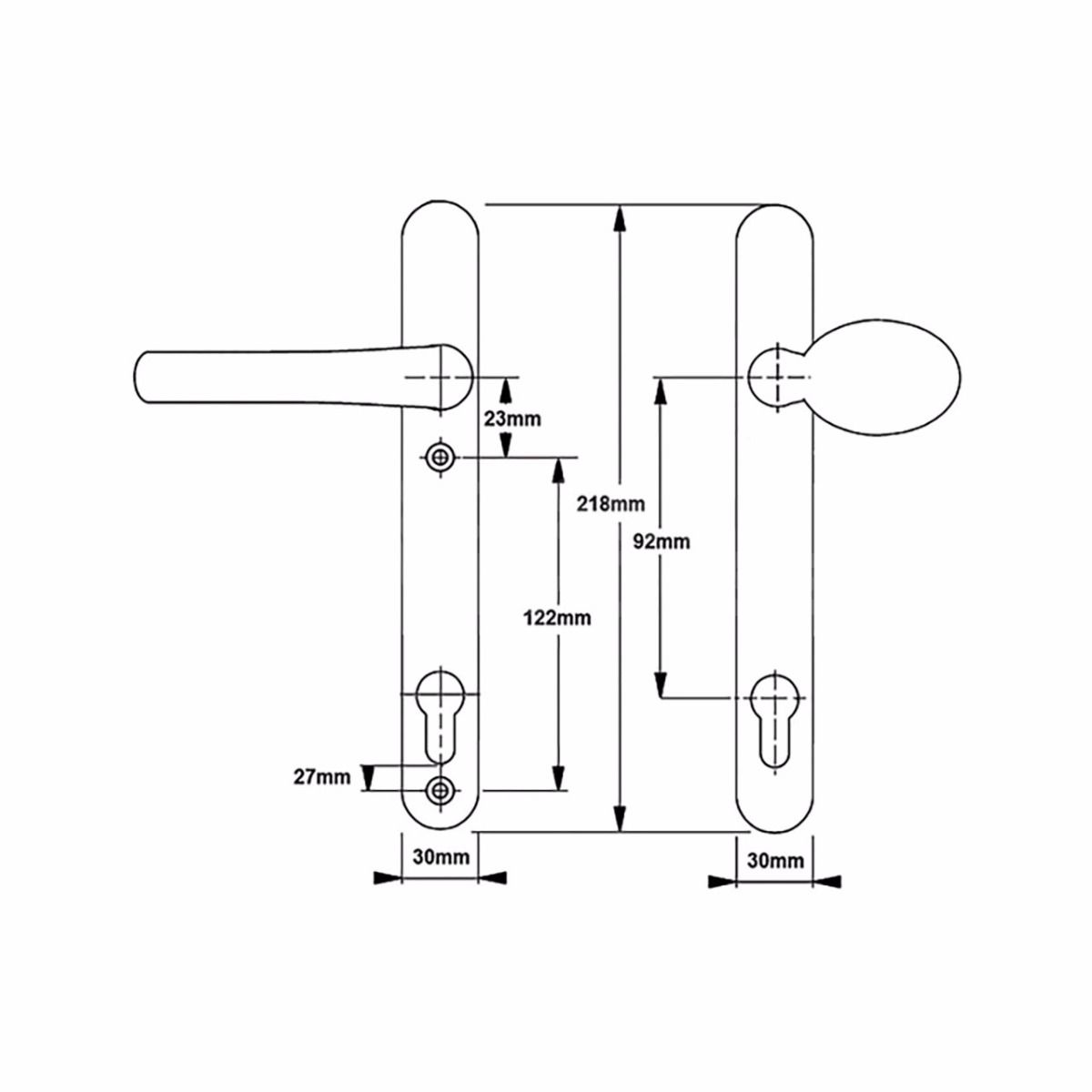 Gallery Image: Hoppe UPVC Lever - Movable Pad handles 92mm centres