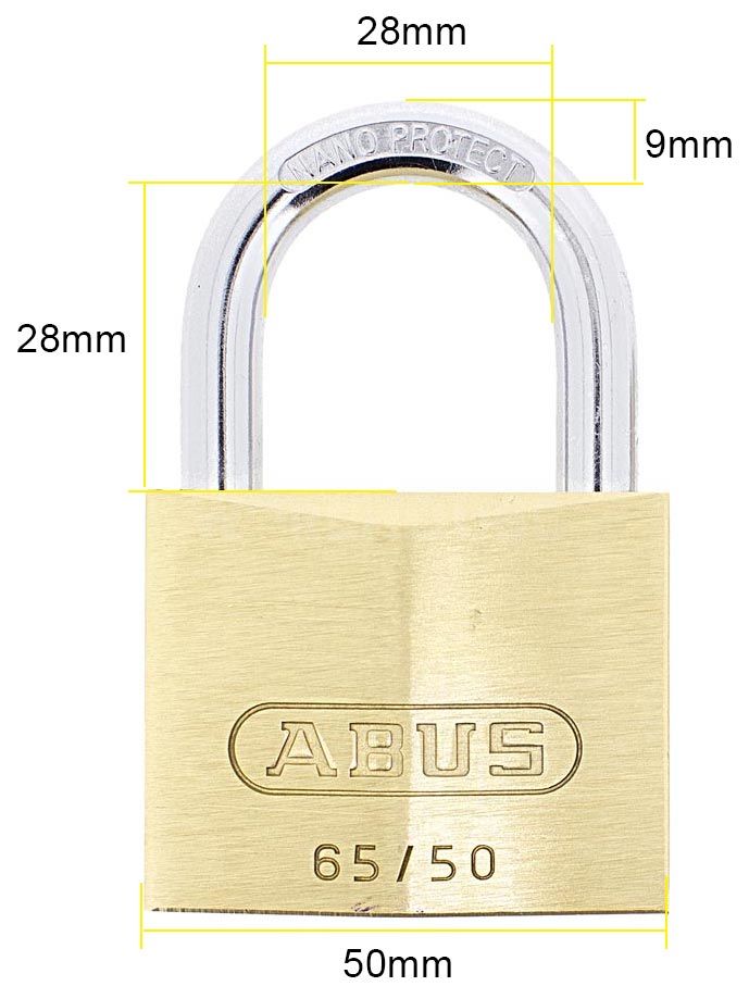 Dimensions Image: ABUS 65/50 Brass Padlock