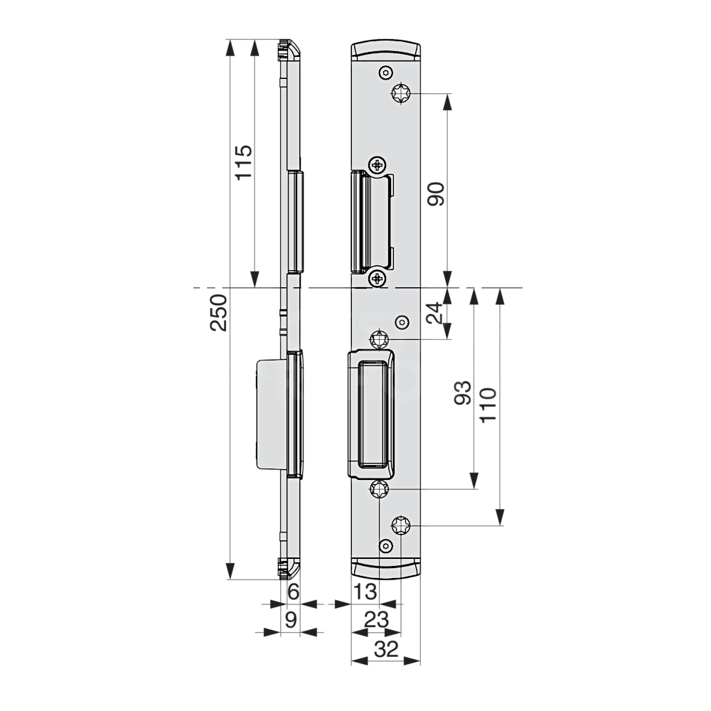 Dimensions Image: MACO M-TS Centre Keep To Suit UPVC