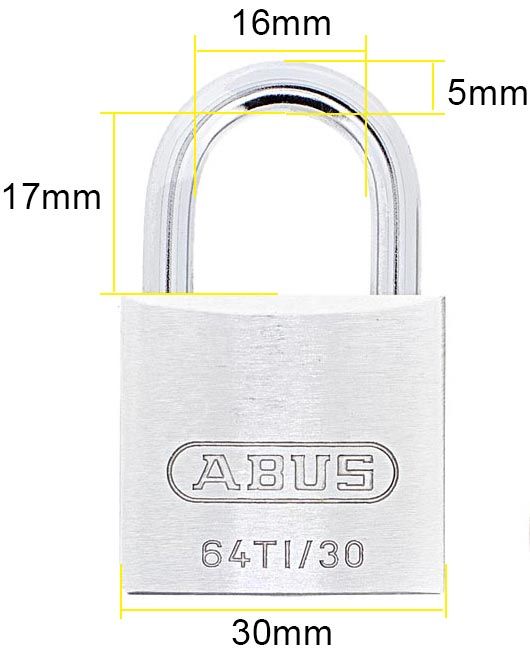 Dimensions Image: ABUS Titalium 64TI/30mm Padlock