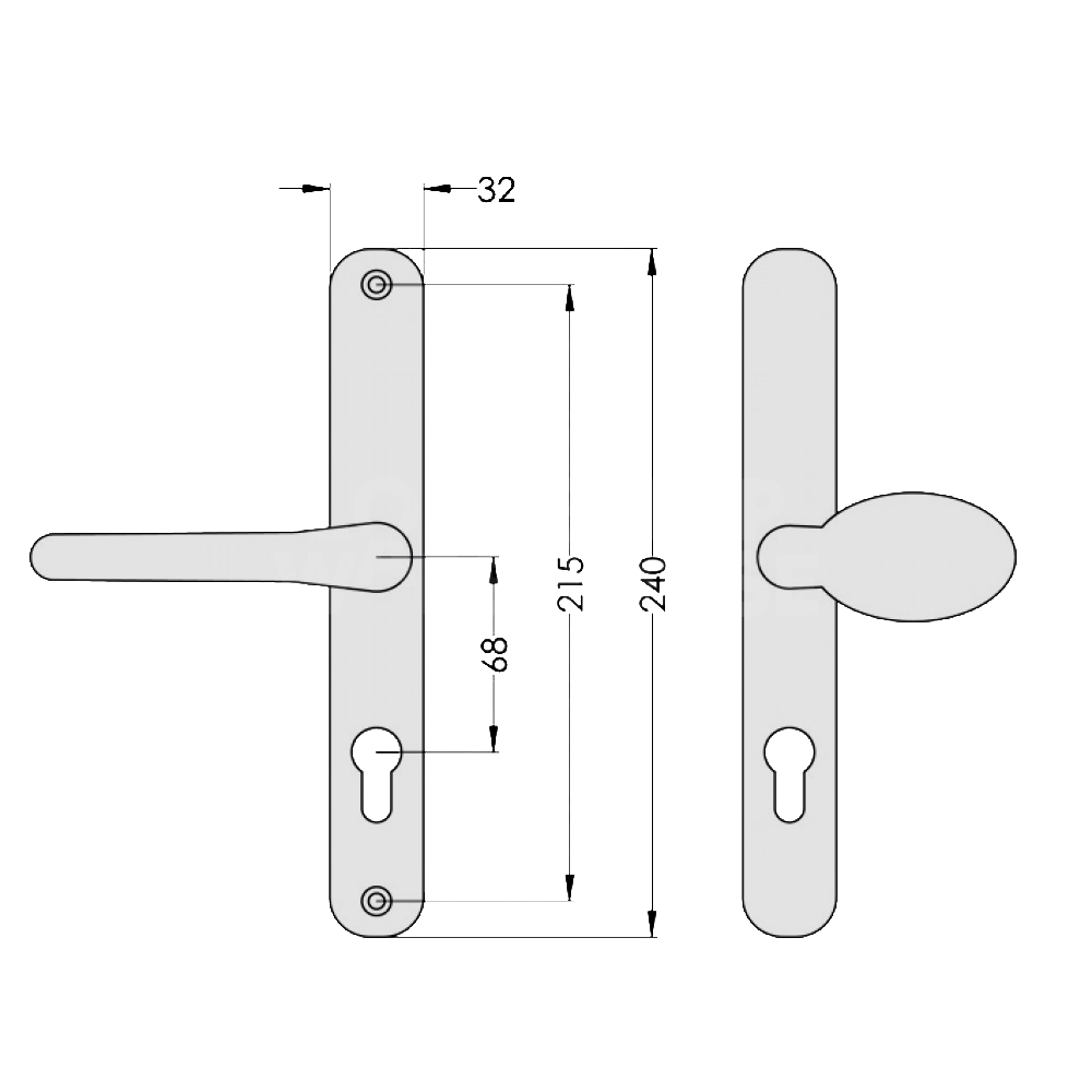 Asec 68mm Lever Pad UPVC Door Furniture with Snib