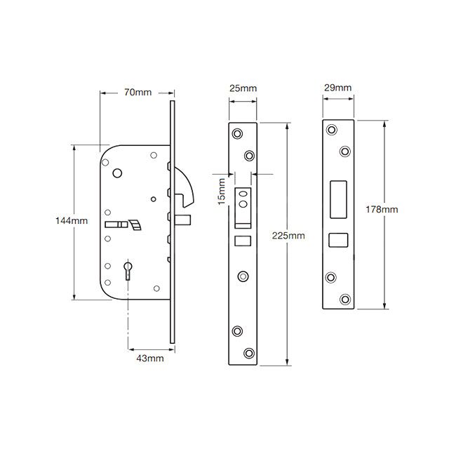Dimensions Image: Union 3M50 70mm Hook Bolt