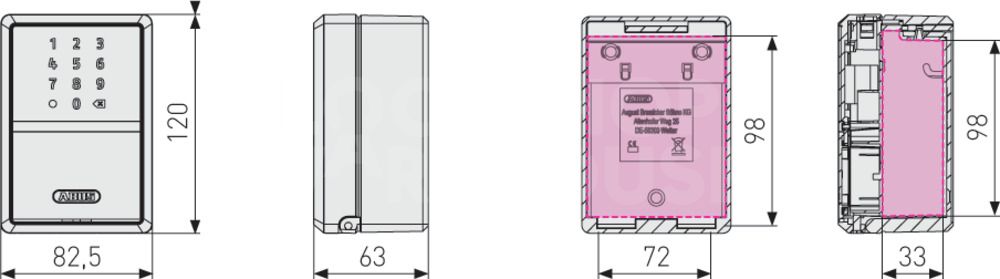 Dimensions Image: ABUS 787 Smart Bluetooth Key Garage