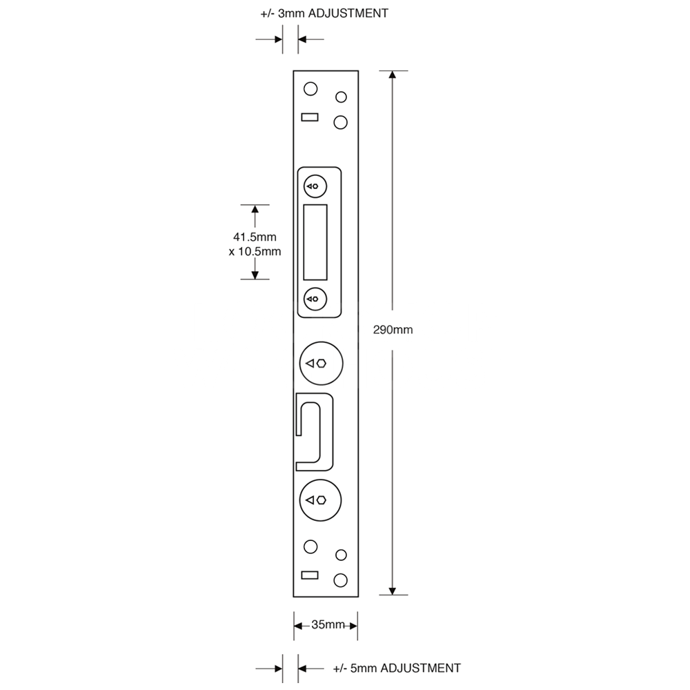 Dimensions Image: ASEC Modular Repair Lock Keep - Roller &amp; Hook - Universal (Pair)
