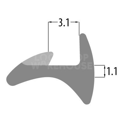 Dimensions Image: REDDIPLEX UPVC 2.2mm Grey Wedge Gasket To Suit UPVC Doors &amp; Windows - 2.2mm