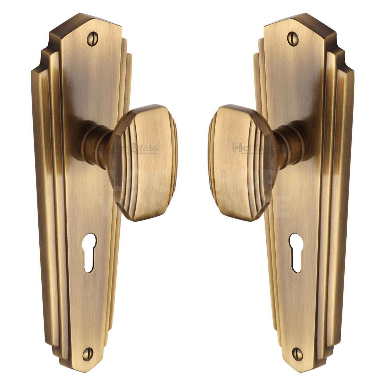 Heritage Brass Charlston Art Deco Mortice Knob (pair)