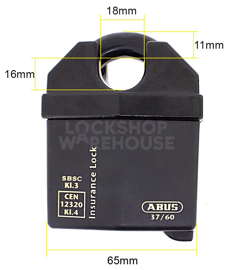 Dimensions Image: ABUS Granit 37/60 Closed Shackle Padlock