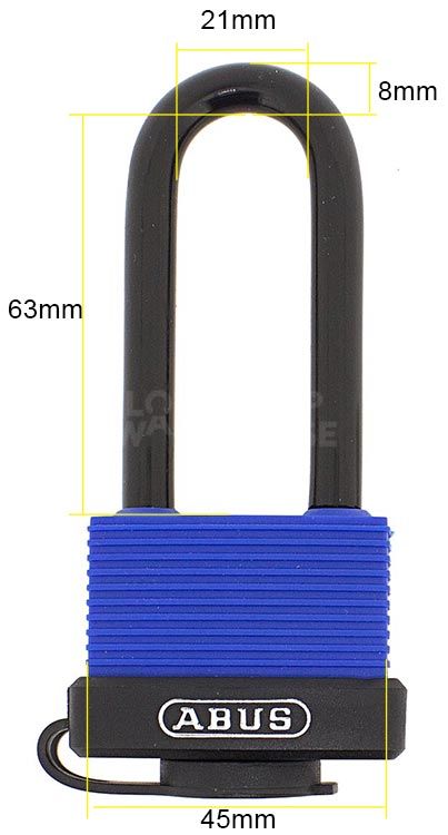 Dimensions Image: ABUS 70IB/45 Aquasafe Marine Padlock - 63mm Long Shackle