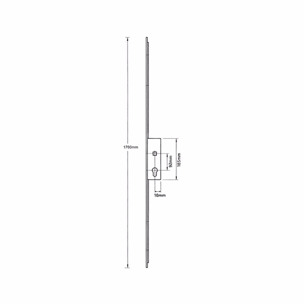 Dimensions Image: Winkhaus Slave Lock with Attachments for shootbolts