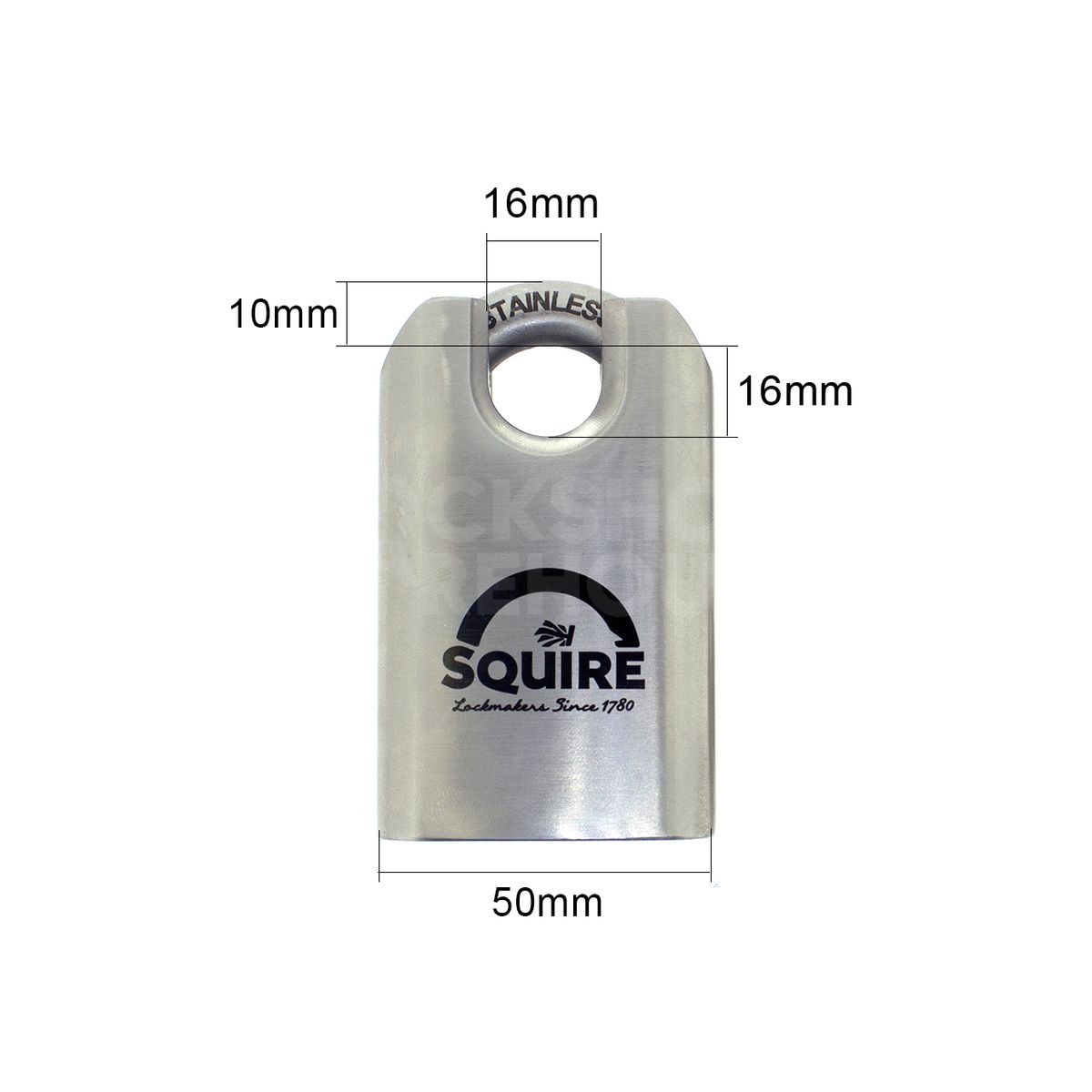 Dimensions Image: SQUIRE Stronghold® ST50CS - Closed Shackle - Stainless Steel Padlock