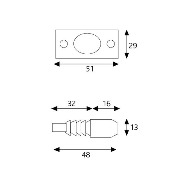 Dimensions Image: ERA Hinge Bolts (pair)
