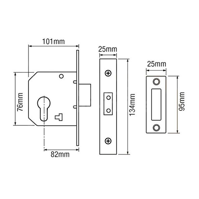 Dimensions Image: Imperial G7004 Deadcase 101mm - Satin Chrome