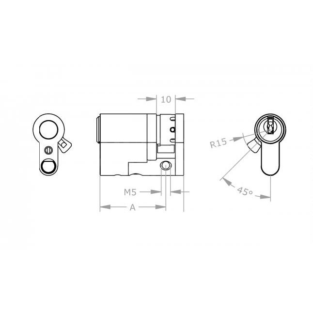 Dimensions Image: EVVA ICS Euro 1/2 Cylinder - 1 Star Kitemarked