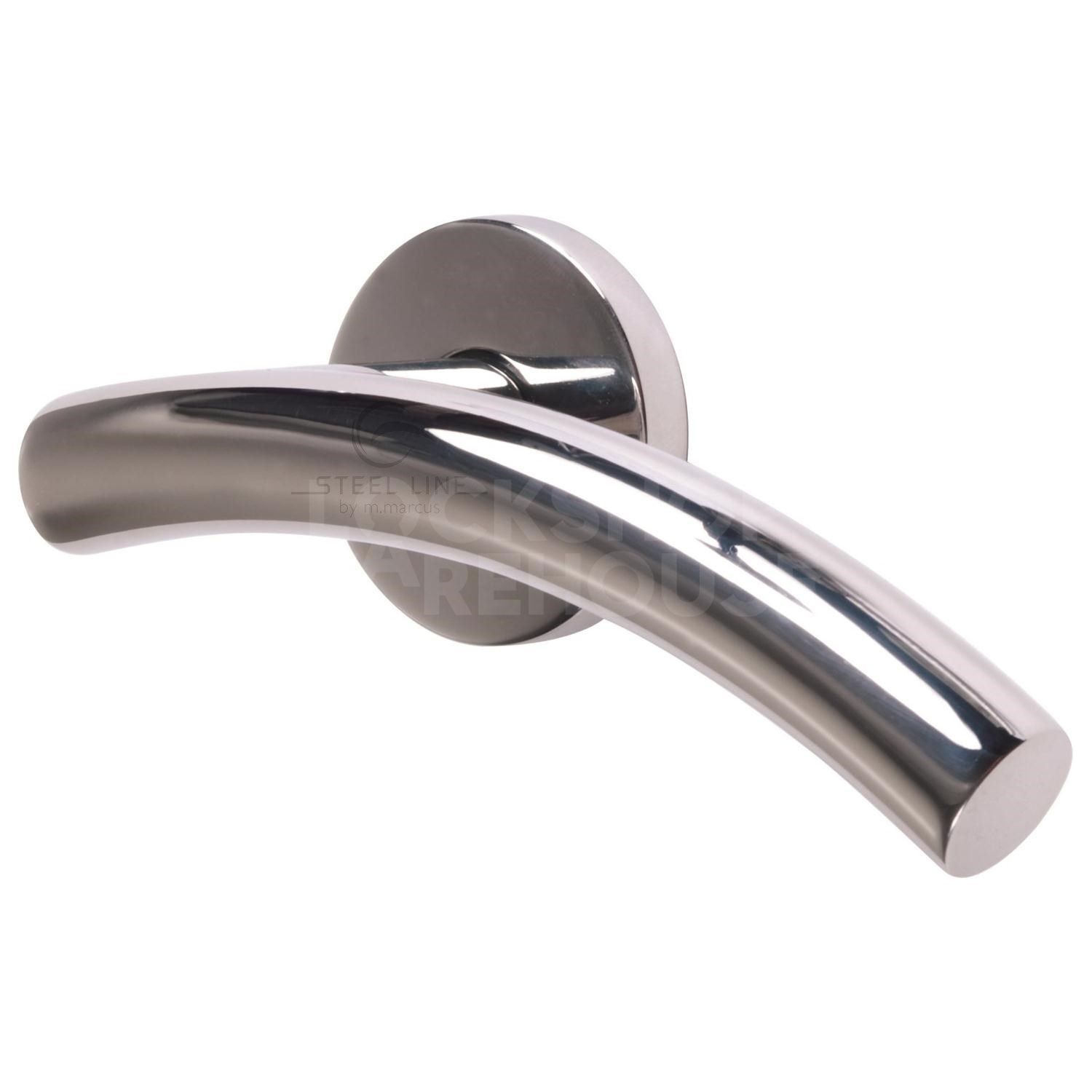 Tubular Door Handle on Round Rose