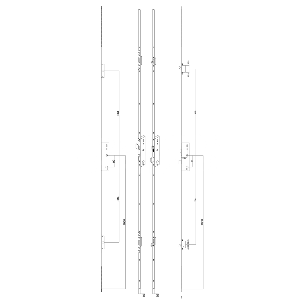 Dimensions Image: Fullex Crimebeater Direct Fit Double Door Set 2 Hook Split Spindle