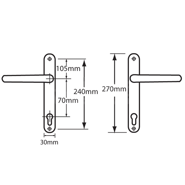 Asec 70mm PZ Lever/Lever UPVC Door Handle