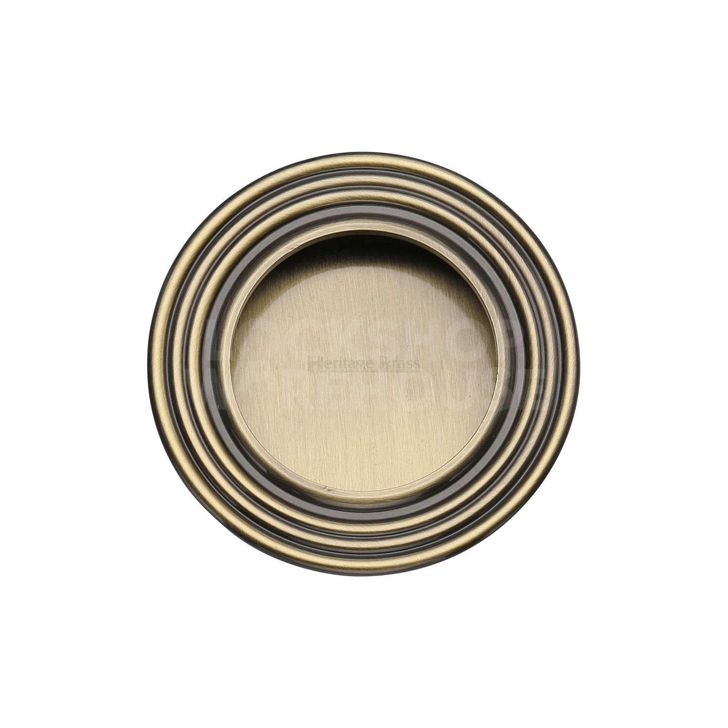 Heritage Brass Traditional Round Reeded Flush Pull