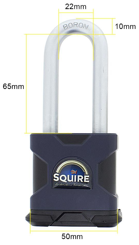 Dimensions Image: SQUIRE Stronghold® SS50S / 2.5 Padlock with Inigma Key System