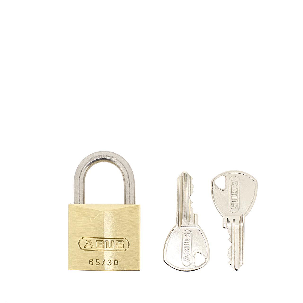 Dimensions Image: ABUS 65IB/30 Brass Padlock Marine Grade Padlock Stainless Steel Shackle