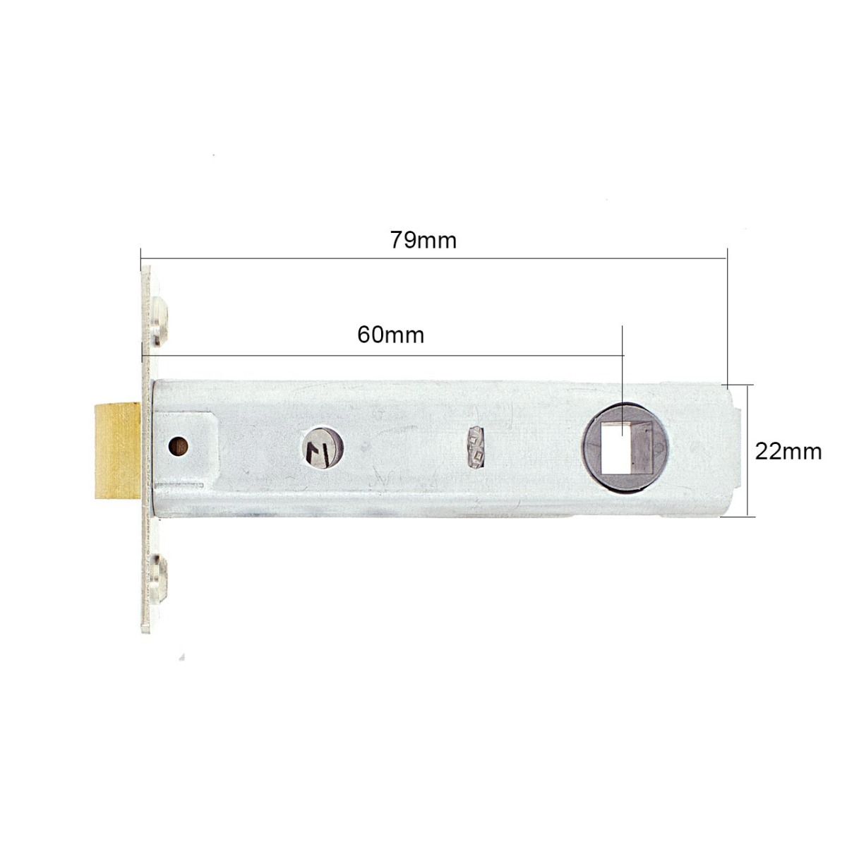 Dimensions Image: Legge Tubular Latch 3722 - 79mm