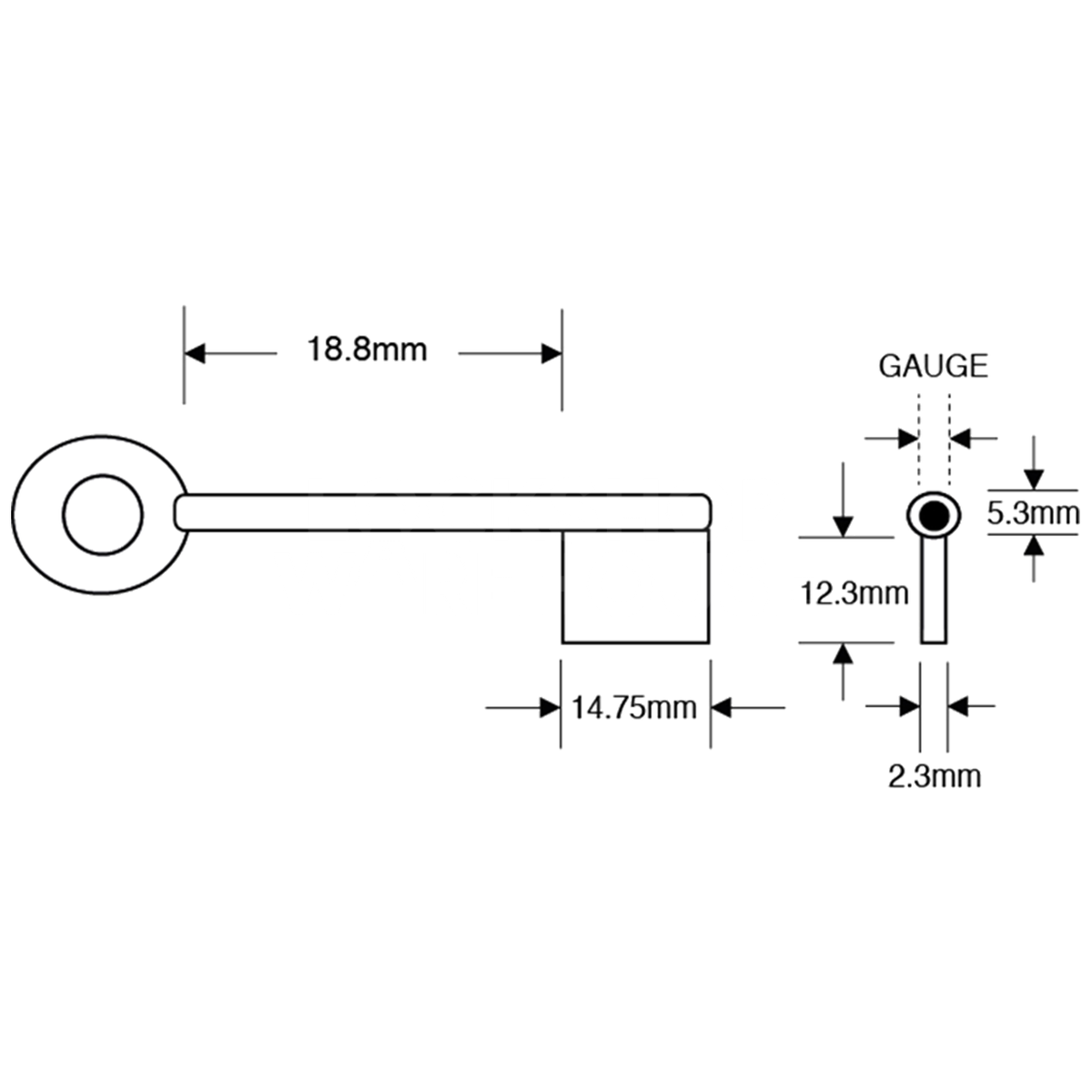 Dimensions Image: Extra Key for Asec Lever Padlock