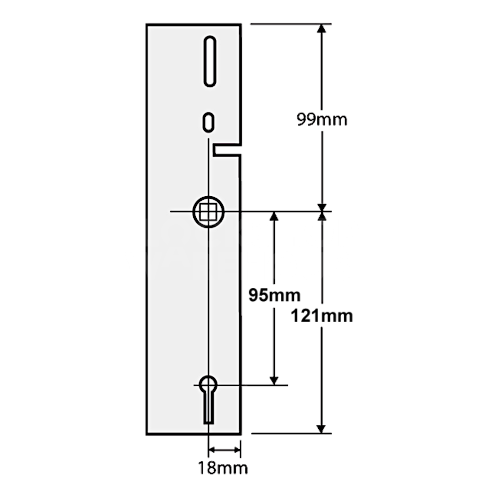 Dimensions Image: ERA Vectis Hookbolt &amp; Slave Centre Case Set - 35/95 Keyed Alike