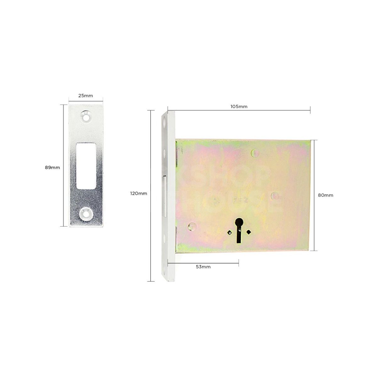 Dimensions Image: Toucan Fire Brigade Mortice Deadlocks FB1 and FB2