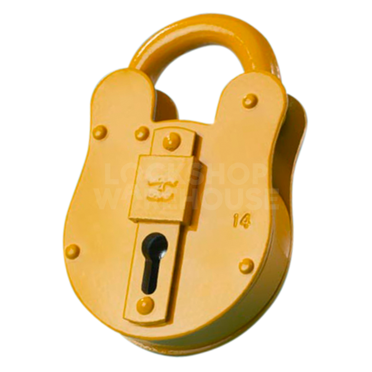 Dimensions Image: FB14 Fire Brigade Padlock Yellow Finish