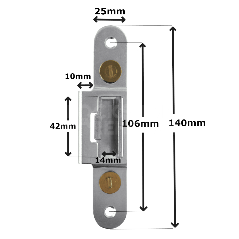 Dimensions Image: GU L-10000-14-0-1 Timber / Composite Deadbolt Keep - L-10000-14-0-1