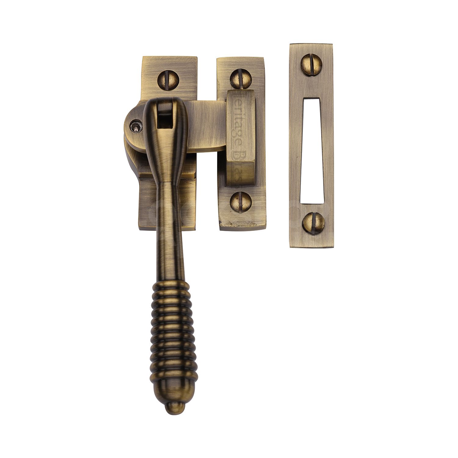 Heritage Brass Traditional Lockable Mortice & Hook Plate Reeded Casement Fastener