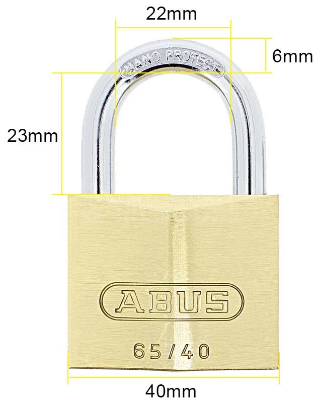 Dimensions Image: ABUS 65/40 Brass Padlock