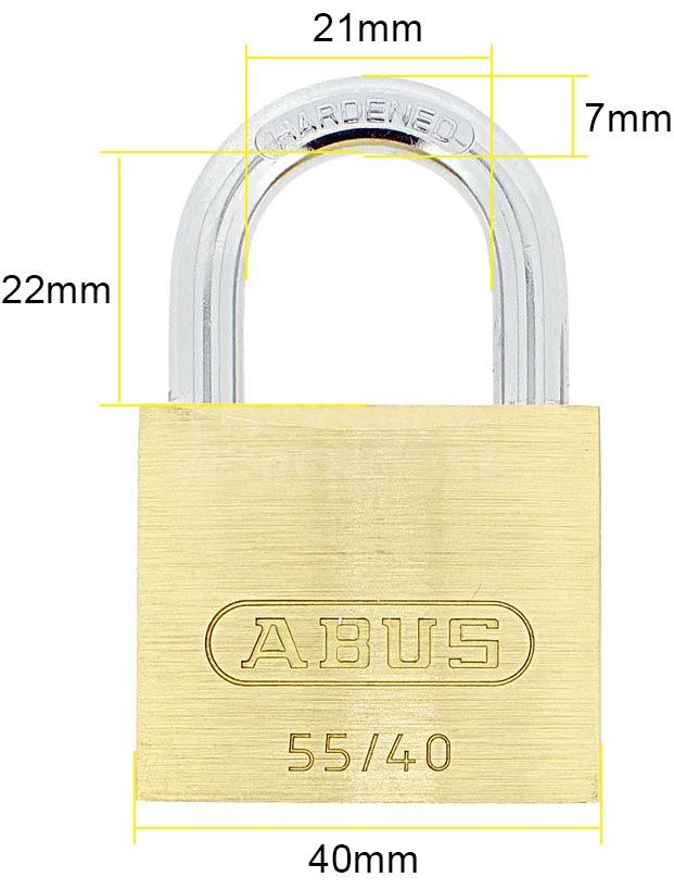 Dimensions Image: ABUS 55/40 Brass Padlock