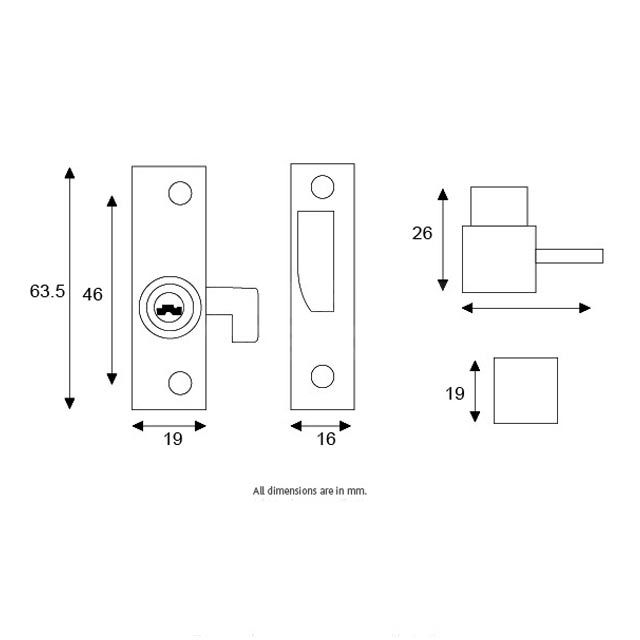 Dimensions Image: ERA 902 Flush Pivot Lock