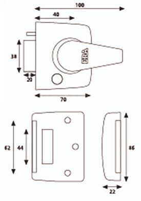 Dimensions Image: Era Egress BS8621 Nightlatch 40mm - 1530
