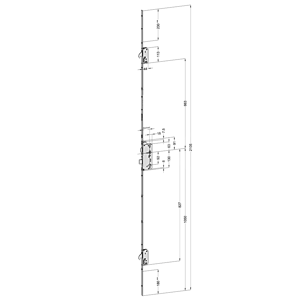 Dimensions Image: Winkhaus AV4 Automatic Multipoint Lock