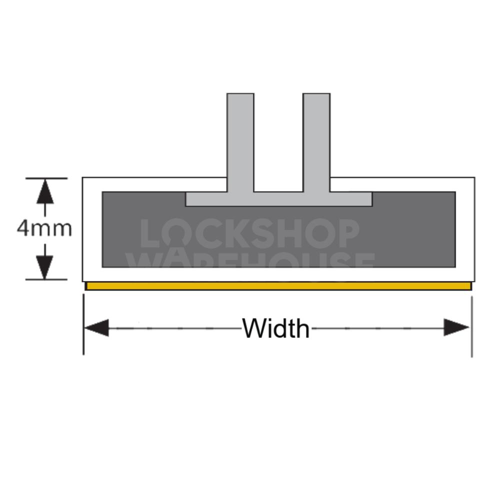 Dimensions Image: FIRESTOP Intumescent Strip 2.1m x 4mm Fire &amp; Smoke Double Fin Seal