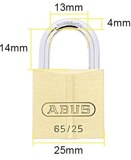 Dimensions Image: ABUS 65/25 Brass Padlock