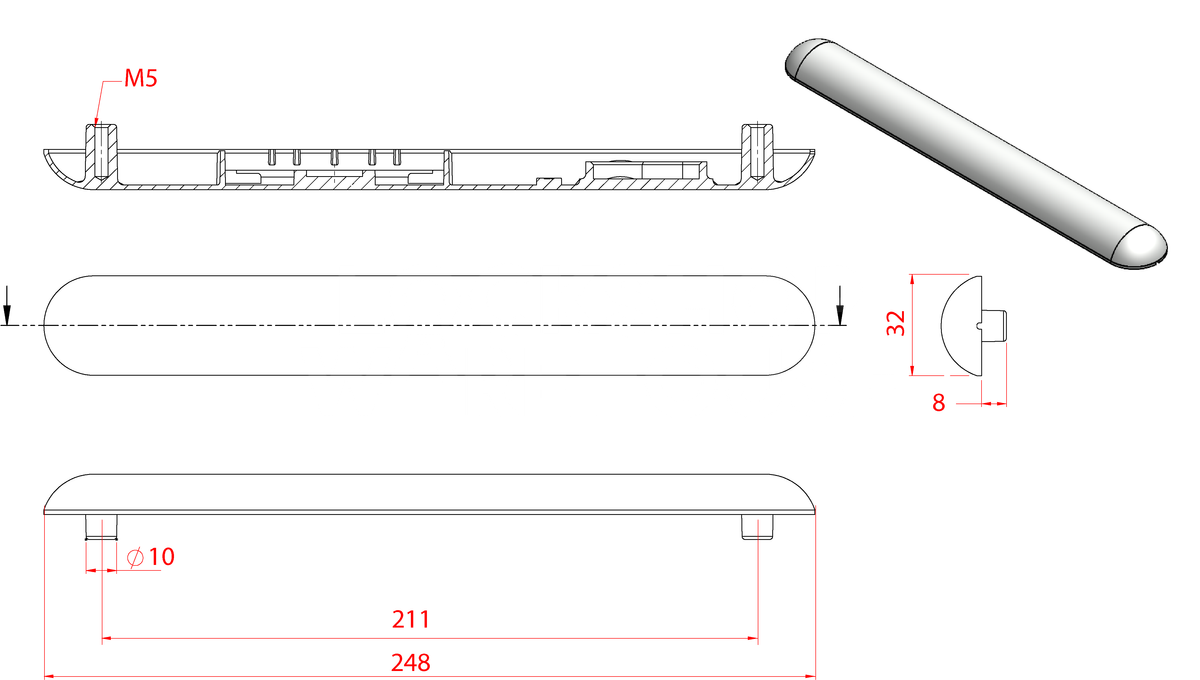 Dimensions Image: Ultion Sweet 211mm Fixing Blanking Plate