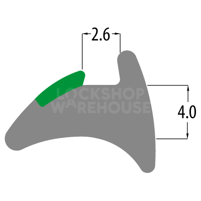 Dimensions Image: REDDIPLEX UPVC 4mm Green Wedge Gasket To Suit UPVC Doors &amp; Windows - 4mm