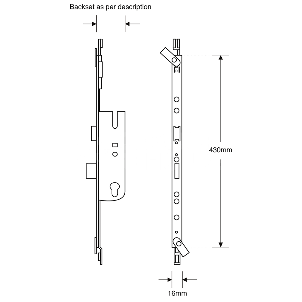 Dimensions Image: Asec Modular Repair Multipoint Lock Centre Case
