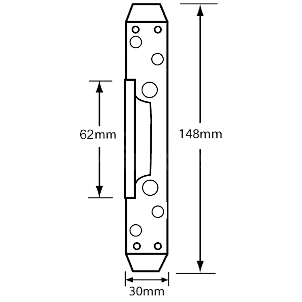 Dimensions Image: FUHR 56630013 Adjustable Hook Keep - Hook Keep