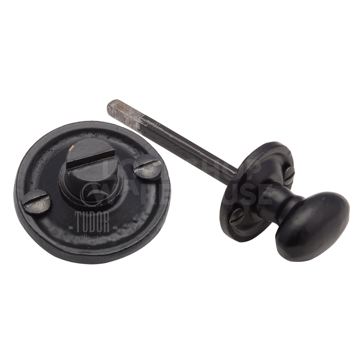 Tudor Traditional Privacy Bolt Black Iron Turn and Release