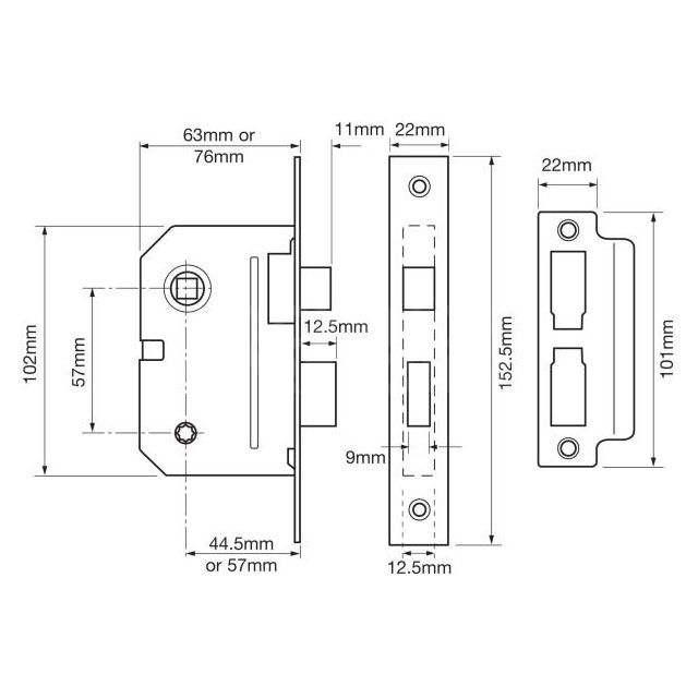 Dimensions Image: Union 2294 Bathroom Lock