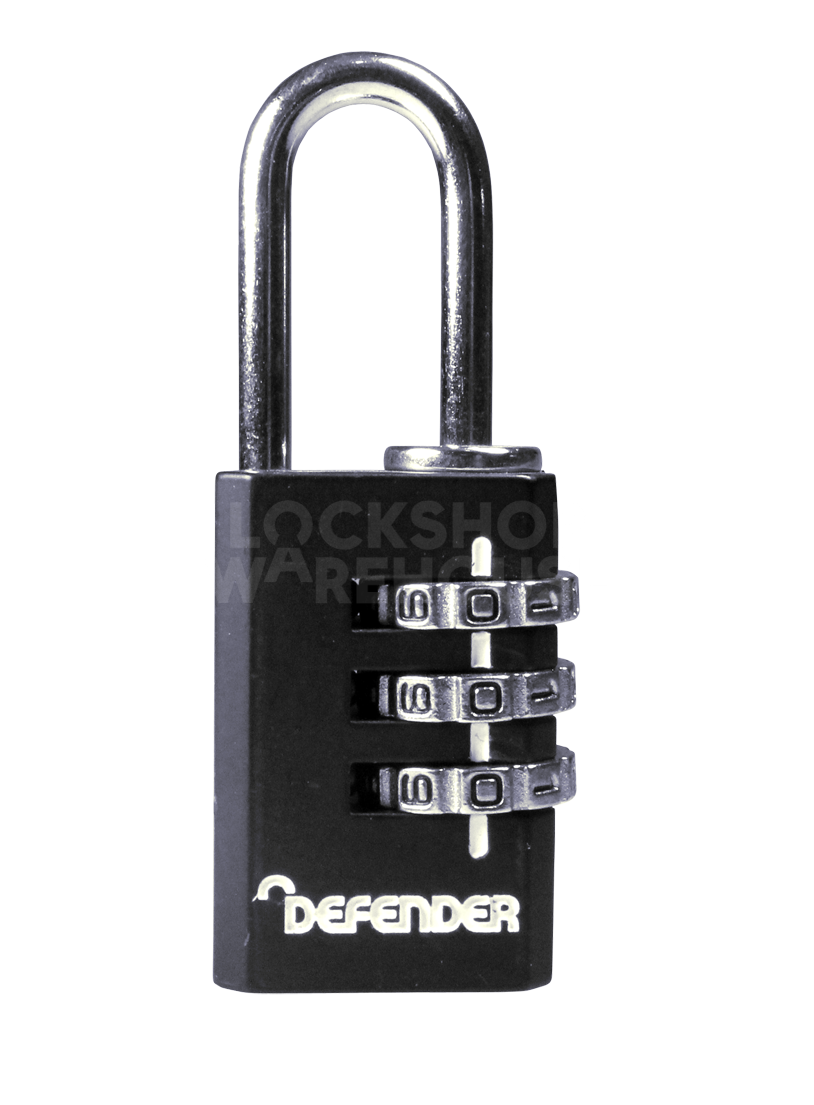 Black Defender 3 Digit Combination Padlock - 30mm