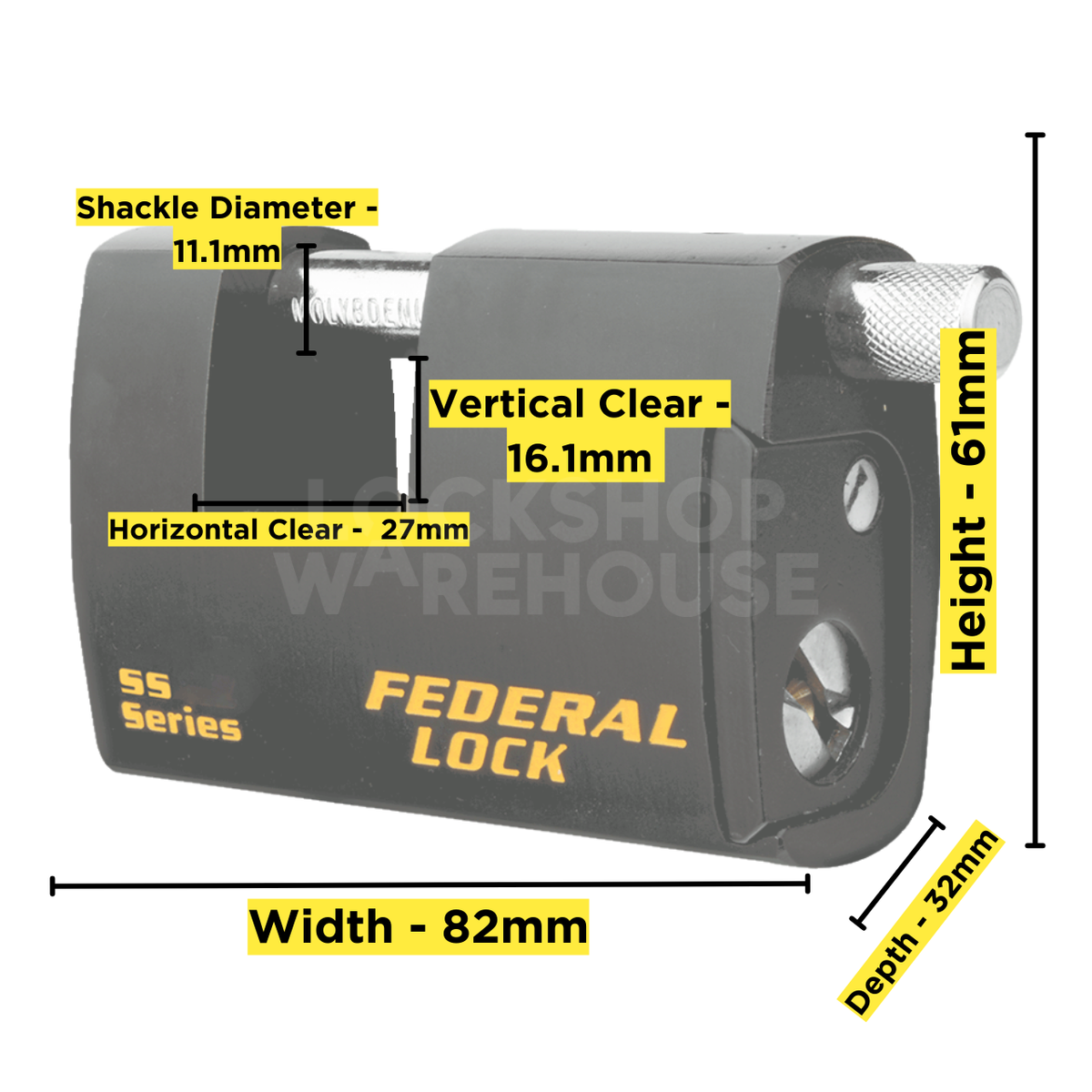 Dimensions Image: Federal FD731 Shutter Padlock