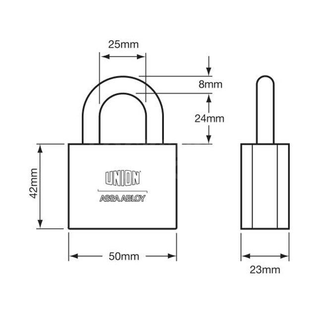 Dimensions Image: Union 1K42 AVA Disc Padlock