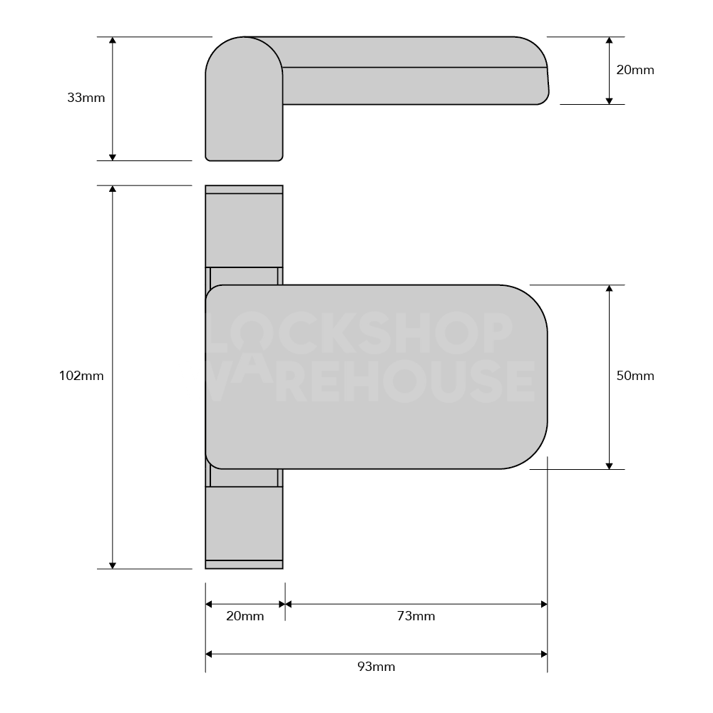 Dimensions Image: YALE / Paddock / Welsecure 3D Flag Hinge - White