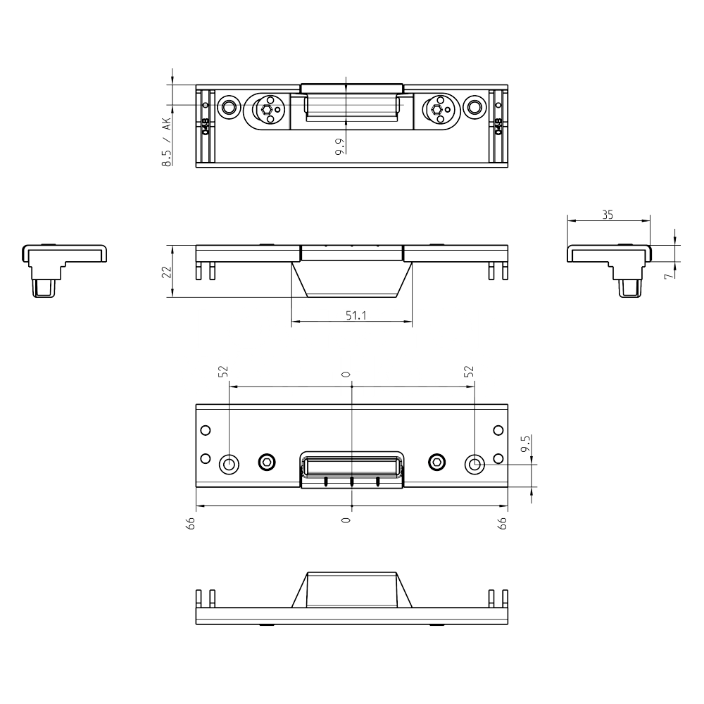 Dimensions Image: ROTO Shootbolt Keep For Eurogroove System 447223 - 132mm x 35mm